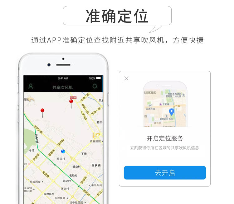 共享吹風(fēng)機(jī)的功能-準(zhǔn)確定位